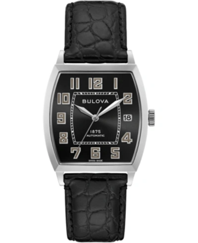 Bulova Limited Edition  Men's Swiss Automatic Joseph  Black Leather Strap Watch 33x33.5mm Women