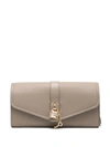 Chloé Aby Leather Chain Wallet Crossbody In Neutrals