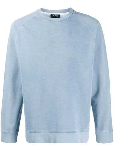 Apc Robert Cotton Crew-neck Sweatshirt In Blue