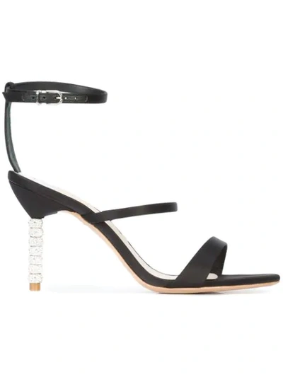 Sophia Webster Rosalind Embellished-heel Suede Sandals In Black