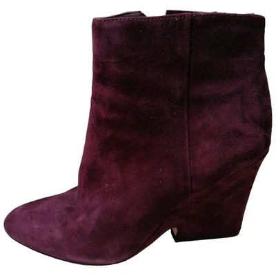 Pre-owned Sam Edelman Ankle Boots In Burgundy