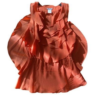 Pre-owned Oscar De La Renta Silk Blouse In Orange