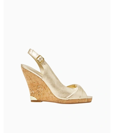 Lilly Pulitzer Christine Wedge In Gold Metallic