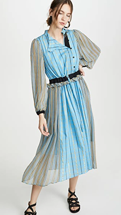 Stine Goya Felisa Dress In Plaid Blue