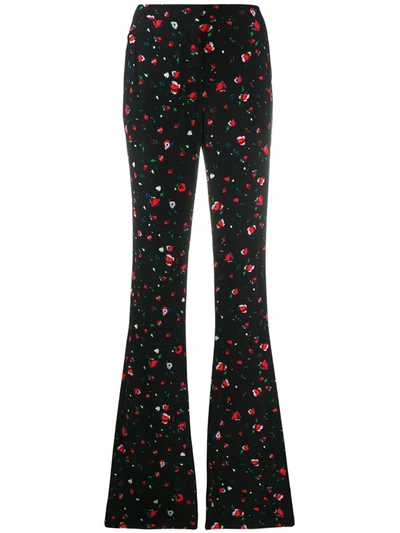 Derek Lam 10 Crosby Odessa Slim Flare Splatter Floral Trousers In Black