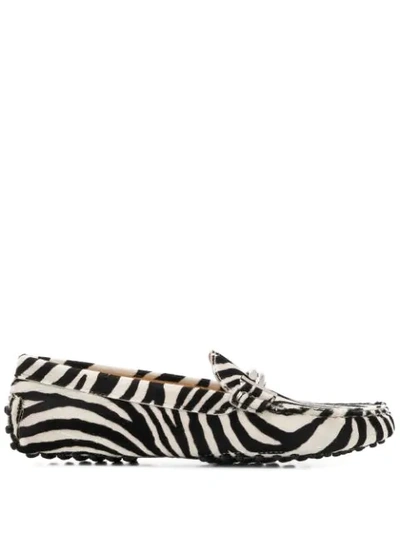 Tod's City Gommino Zebra-print Loafers In White