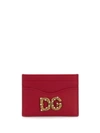 Dolce & Gabbana Gold Logo Cardholder In Red