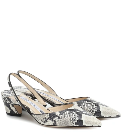 Jimmy Choo X Kaia K-slingback Python-effect Leather Slingback Pumps In Roccia