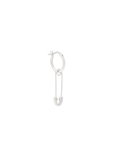 True Rocks Safety Pin Hoop Earring In Silver