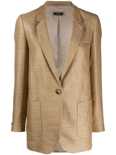 Peserico Single Buttoned Blazer In Neutrals