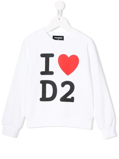 Dsquared2 Teen Logo Print Sweatshirt In White