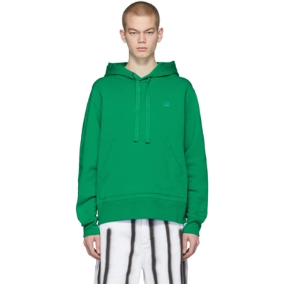 Acne Studios Ferris Face Cotton Hooded Sweatshirt In Emerald Green