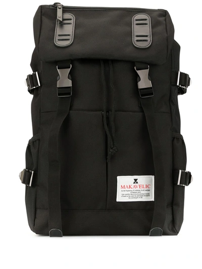 Makavelic Double Belt Logo Backpack In Black | ModeSens