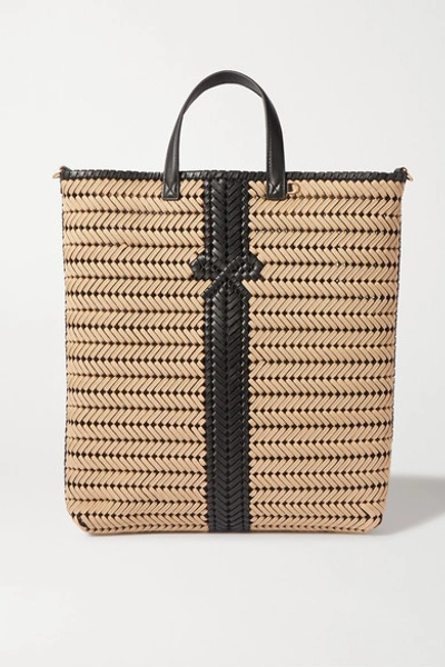 Anya Hindmarch Neeson Tall Woven Leather-trimmed Rope Tote In Neutral
