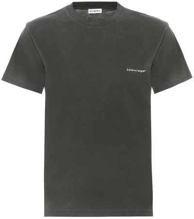 Balenciaga Printed Cotton-jersey T-shirt In Gray