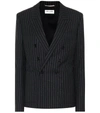 Saint Laurent Double-breasted Metallic Pinstriped Wool-blend Twill Blazer In Black