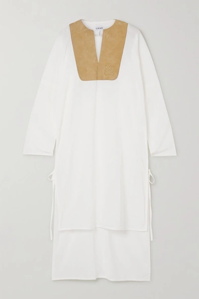 Loewe Suede-trimmed Cotton-gauze Tunic In White