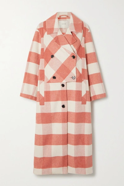 Munthe Excellent Double-breasted Checked Brushed-felt Coat In Pink