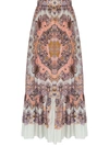 Etro Gathered Printed Cotton And Silk-blend Voile Maxi Skirt In Multicolor