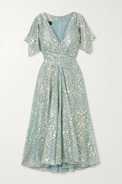 Talbot Runhof Solfeggio Leopard-jacquard Voile Midi Dress In Mint