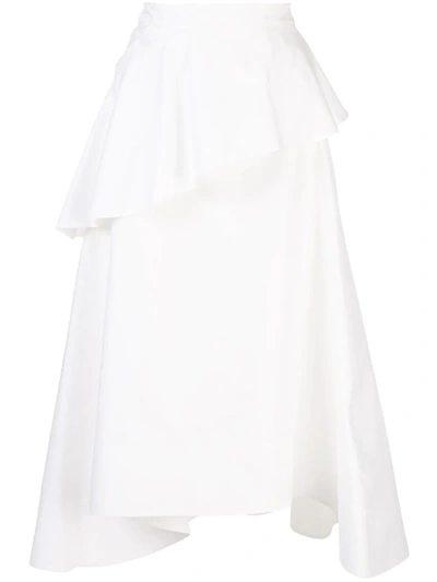 3.1 Phillip Lim Ruffled Cotton-blend Poplin Midi Skirt In White