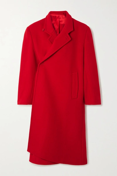 Balenciaga Oversized Asymmetric Virgin Wool-blend Coat In Red