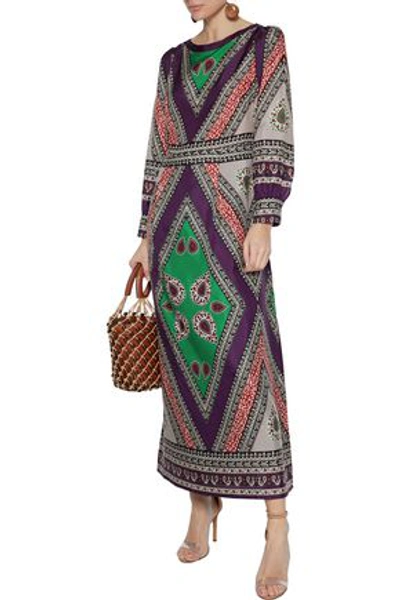 Antik Batik Oriana Printed Silk Maxi Dress In Multicolor