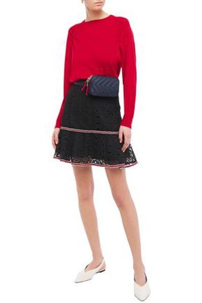Sandro Ana Ruched Wool-blend Sweater In Red