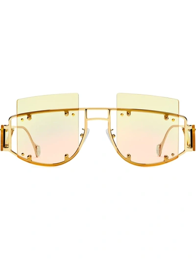 Fenty Antisocial Semi-rimless Square Metal Sunglasses In Gold