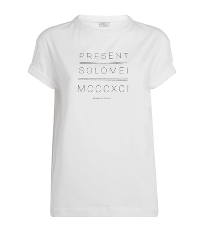 Brunello Cucinelli Cotton Slogan T-shirt In White