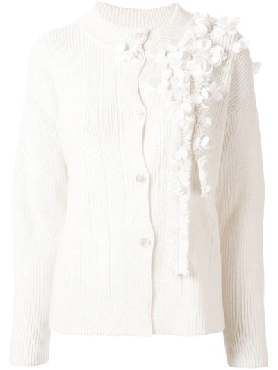 Onefifteen Floral Embellished Cardigan In White