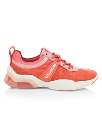 Coach Citysole Mixed-media Sneakers In Geranium/orchid