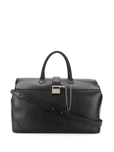 Amiri Boston Large Leather And Canvas Tote Bag In Black