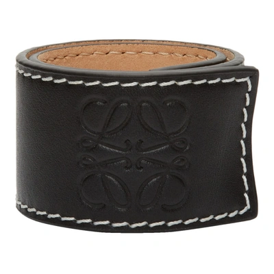 Loewe Anagram-logo Leather Snap Bracelet In Black
