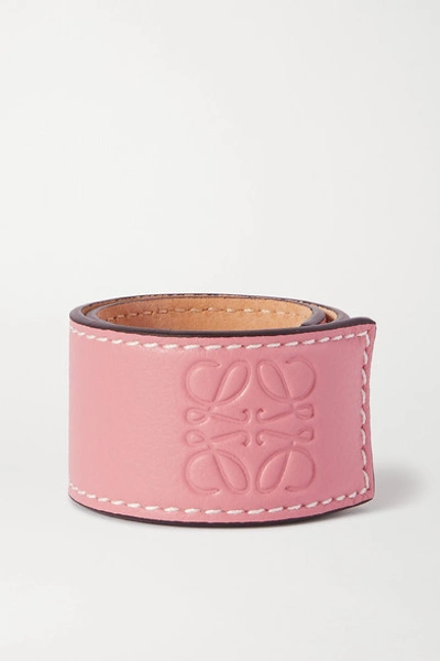 Loewe Anagram-debossed Leather Slap Bracelet In Pink