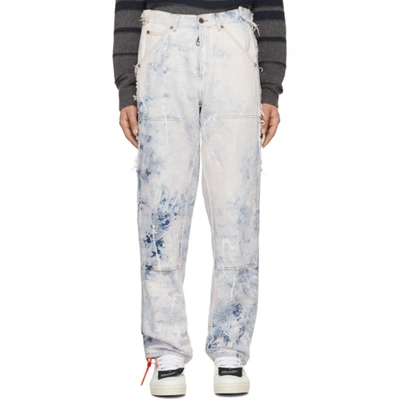 Off-white Reconstructed Paint-print Carpenter Jeans In Extreme Ble