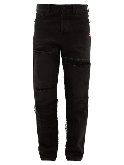 Off-white X Ev Bravado Distressed Straight-leg Jeans In Black