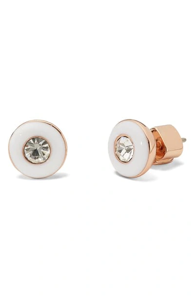 Kate Spade Candy Drops Round Enamel Stud Earrings In White/rose Gold