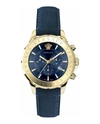 Versace Men's Chrono Signature Goldtone Stainless Steel Leather Strap Watch In Blue