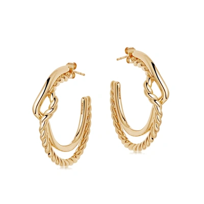 Missoma Medium Reel Twine Hoop Earrings 18ct Gold Plated