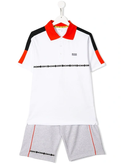 Hugo Boss Kids' Cotton Jersey Polo Shirt & Sweat Shorts In White