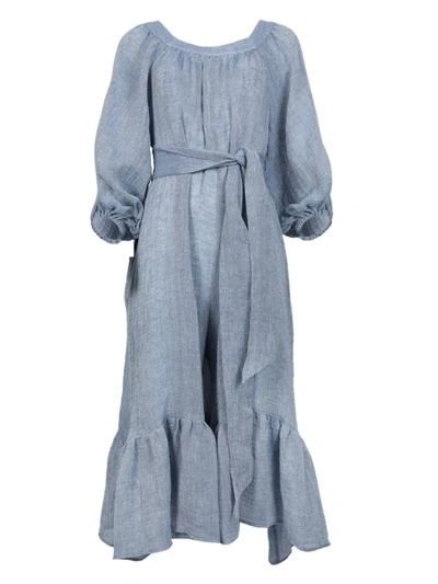 Lisa Marie Fernandez Laure Blue Linen Jumpsuit In Grey