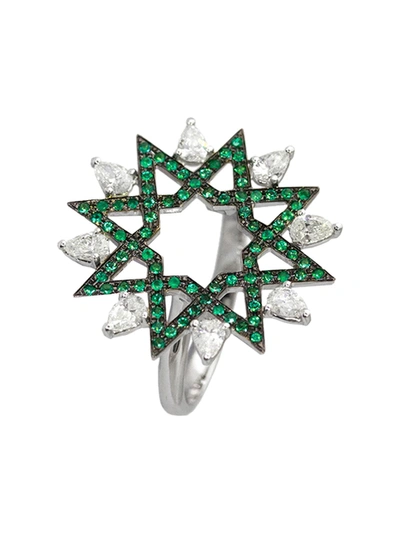 Ralph Masri Emerald And Diamond Arabesque Ring In Not Applicable