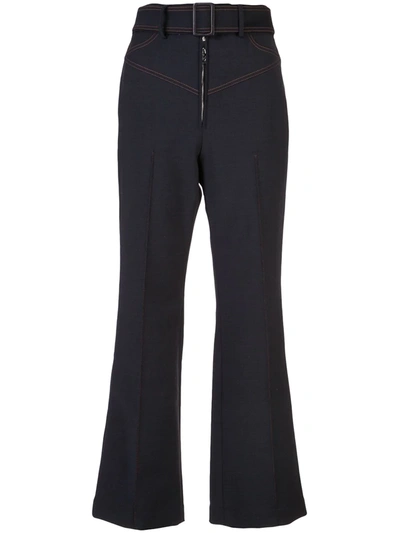 Ellery Flared Belted Trousers In Blue