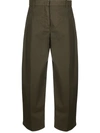 Aspesi Cropped Cotton Cargo Trousers In Green
