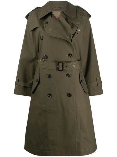 Marc Jacobs Stitch Detail Cotton Trench Coat In Olive Green