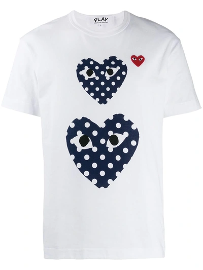 Comme Des Garçons Play Heart-print Cotton-jersey T-shirt In White