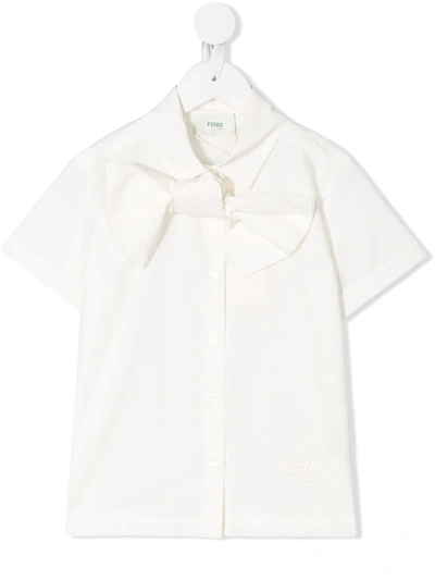 Fendi Kids' Bow Detail Shirt In White