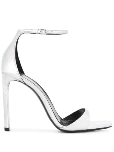 Saint Laurent Amber 105mm Sandals In Silver