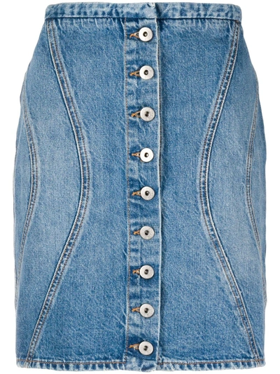 Marcelo Burlon County Of Milan Buttoned Denim Skirt In Blue